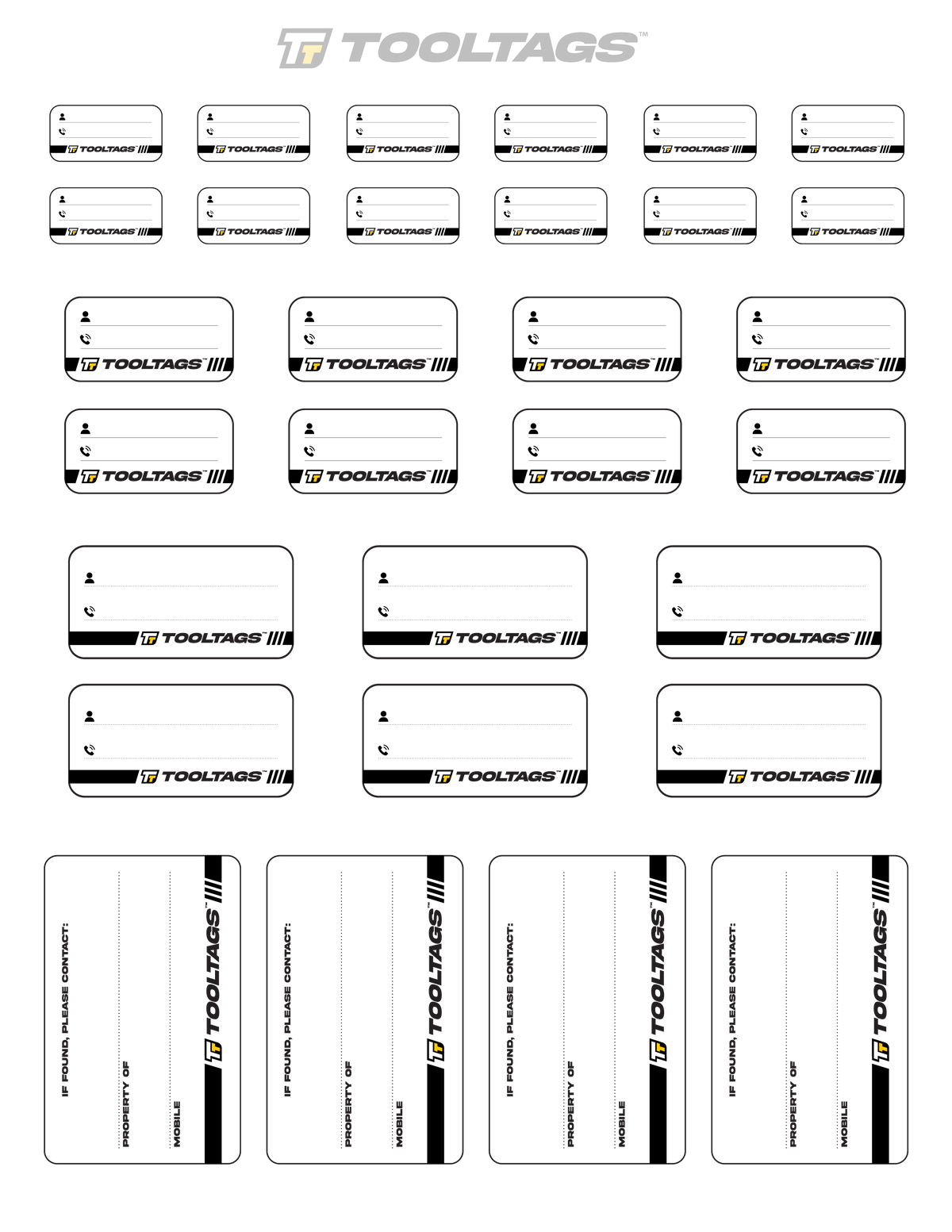 [DOWNLOADABLE ] 8.5 x 11 - Write-On Tags - Variety Pack - 30 Labels (Various Sizes)