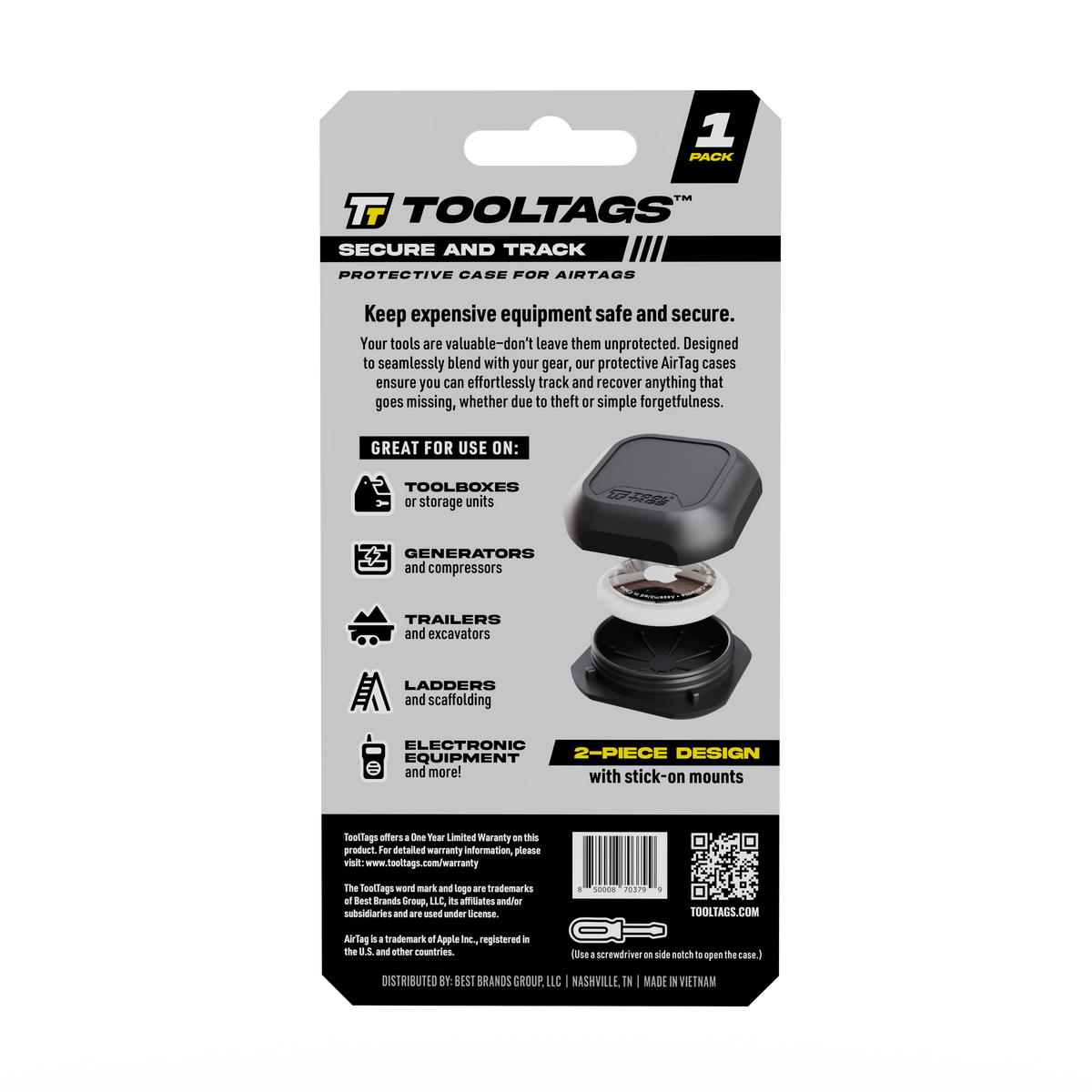 ToolTags Protective Case - For Use with AirTag - Single Pack